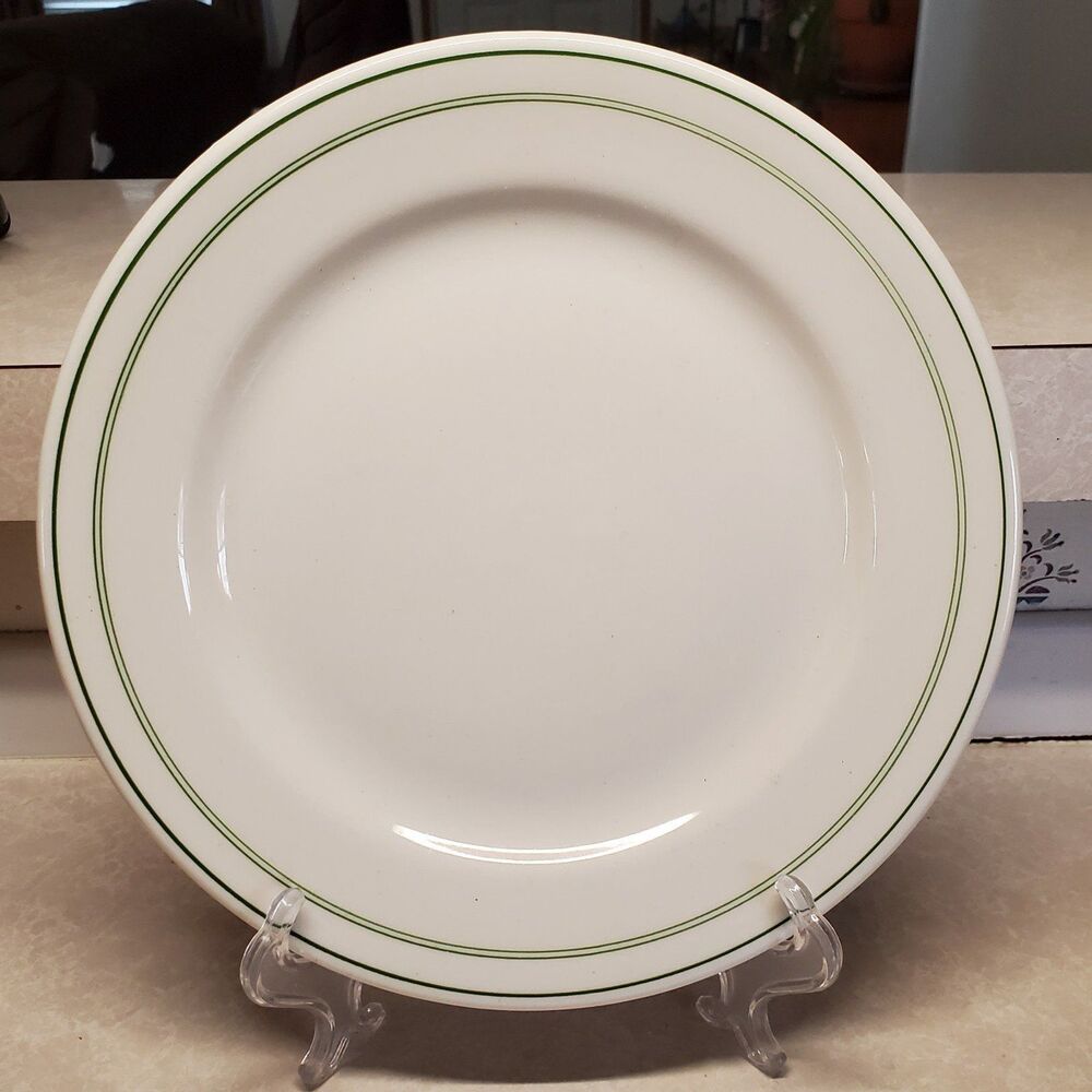 Sterling Restaurant Ware Dinner Plate 9" Green Stripe Band